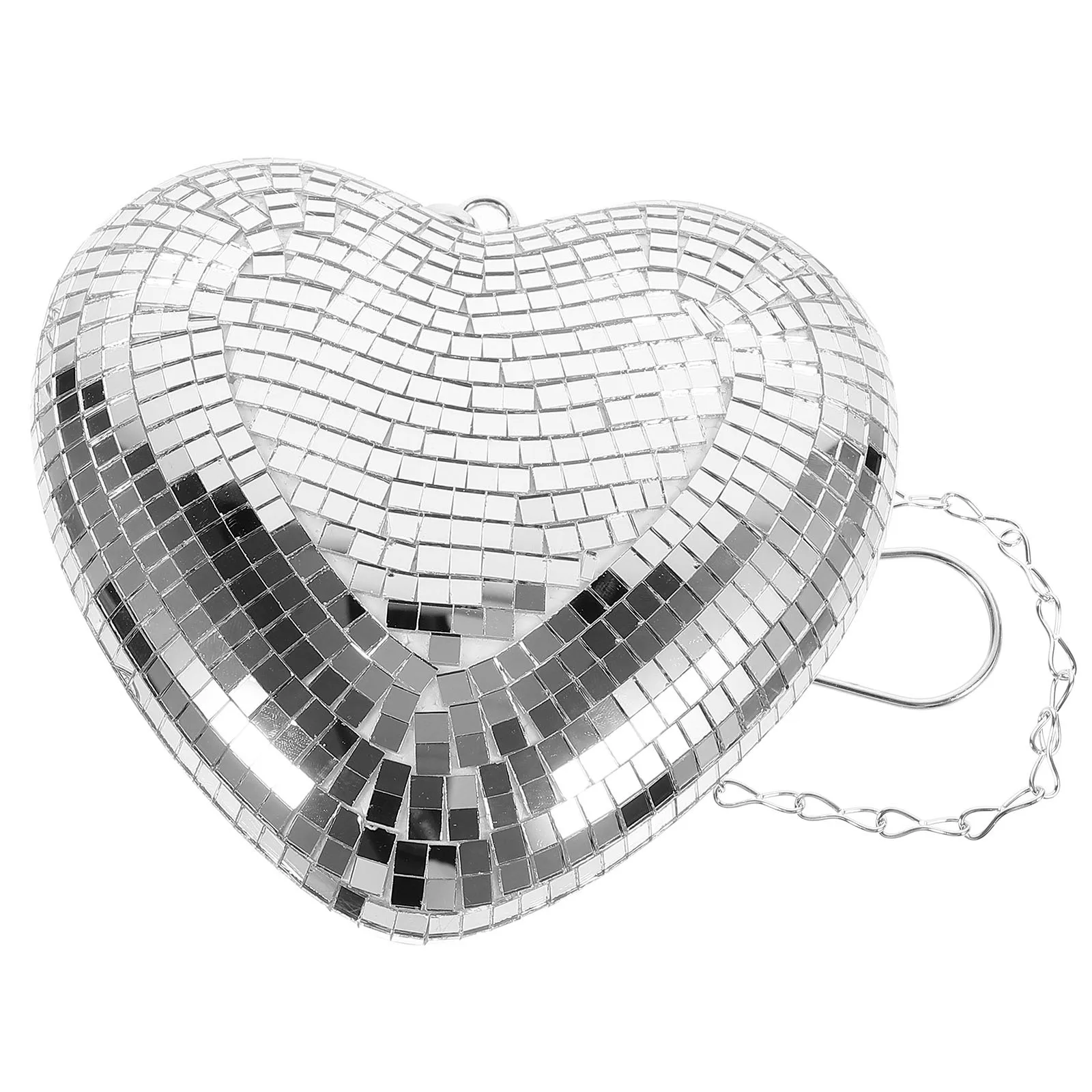 

Heart Shaped Hanging Disco Ball Mirror Surface Reflective Decorative Ball Party Birthday Wedding Dance Floor Hanging Ornament