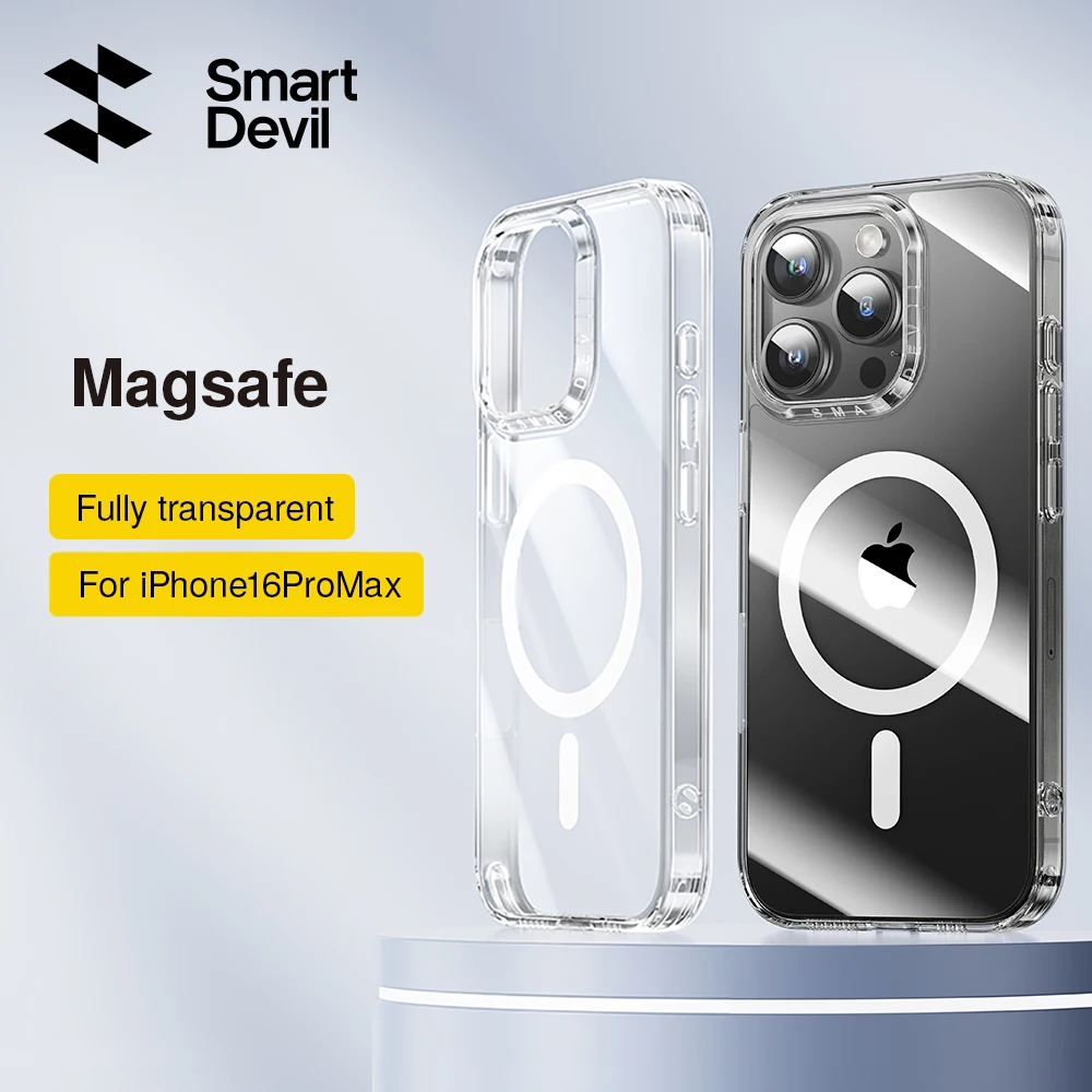 SmartDevil Magnetic Phone Case Tempered Glass for iPhone 16 Pro Max Transparent Magsafe Phone Back Cover for iPhone 16 Pro 16