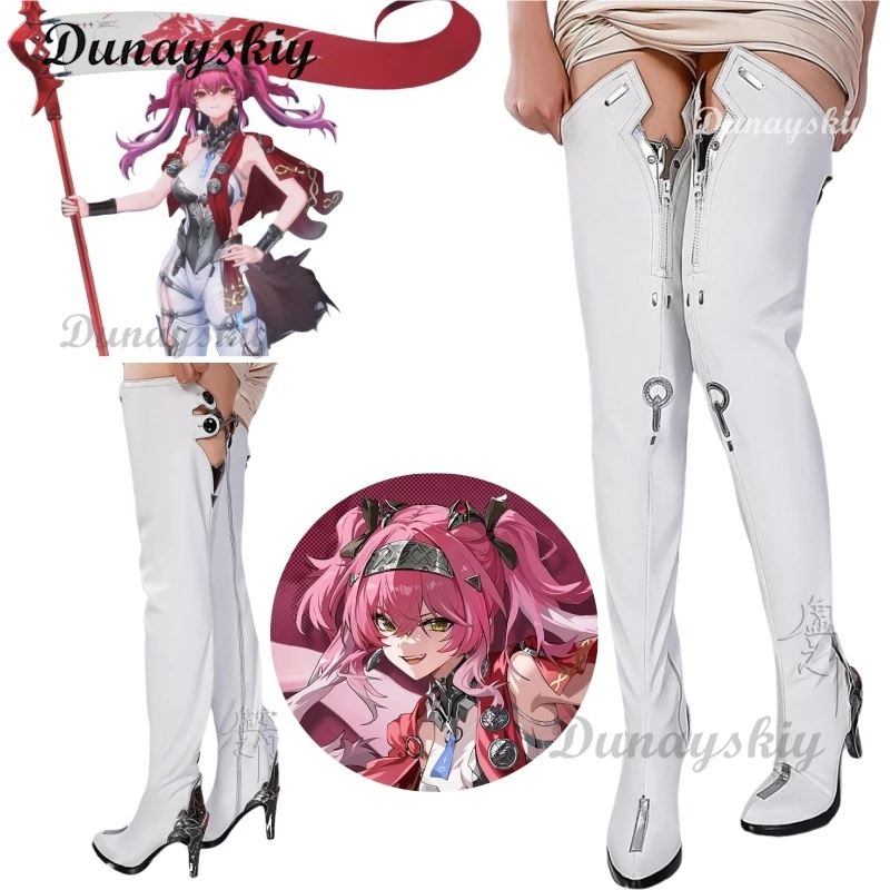 

Wuthering Waves Lupa Game Cosplay Shoes Boots White Over-the-knee PU Leather Boots For Women Girls Halloween Carnival Party Prop