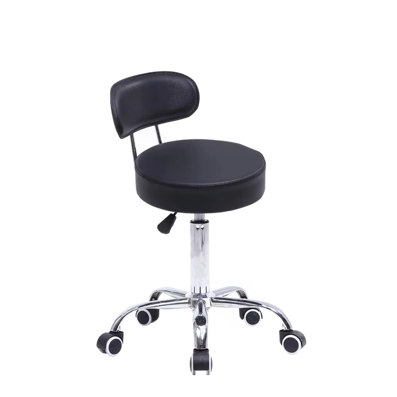 

PU Leather Rolling Stool with Mid Back Height Adjustable Office Computer Drafting Swivel Task Chair with Wheels