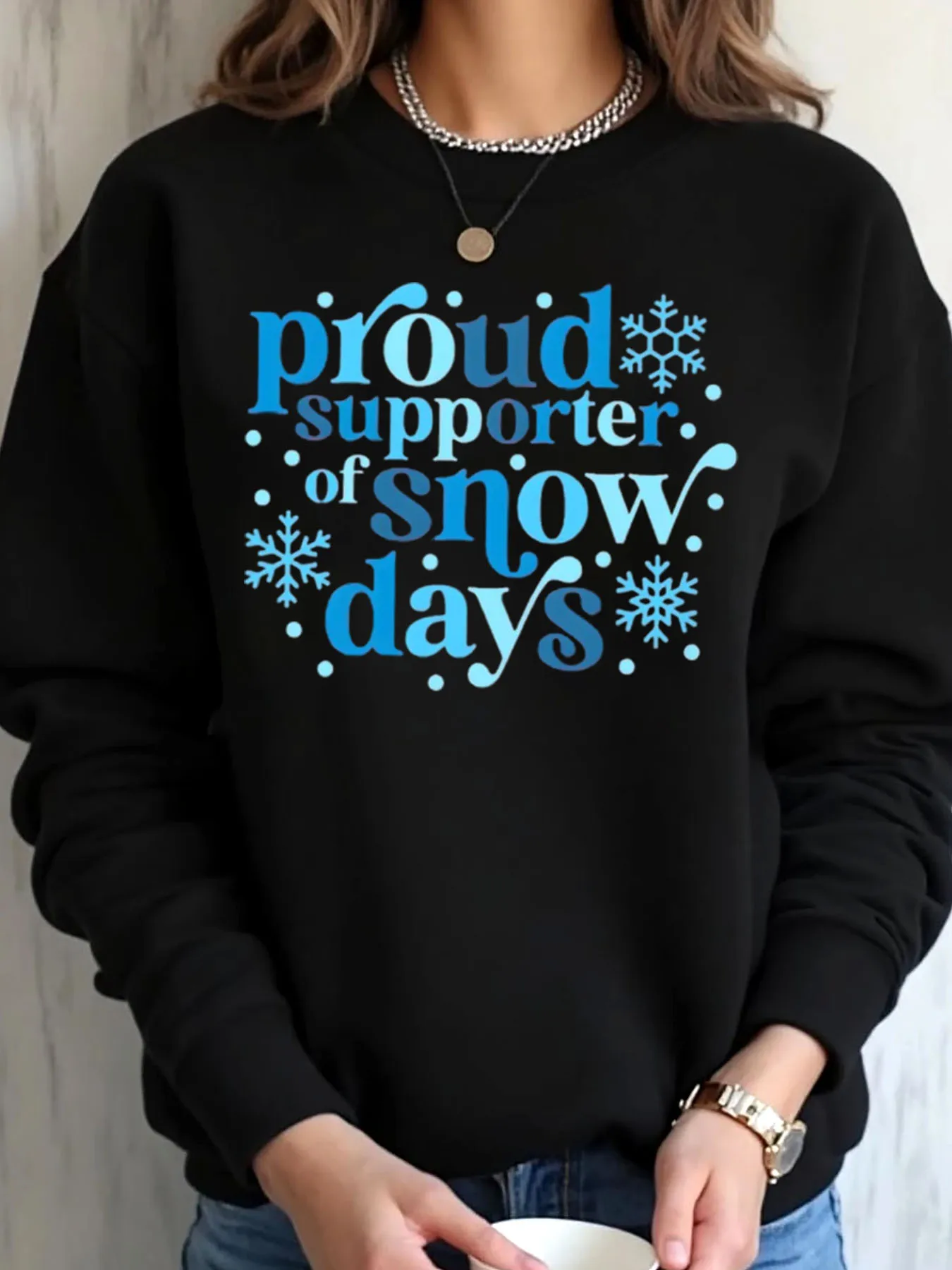 المرأة المتضخم البلوز الشتاء ندفة الثلج فخور مؤيد أيام الثلج طباعة الملابس في الهواء الطلق #1