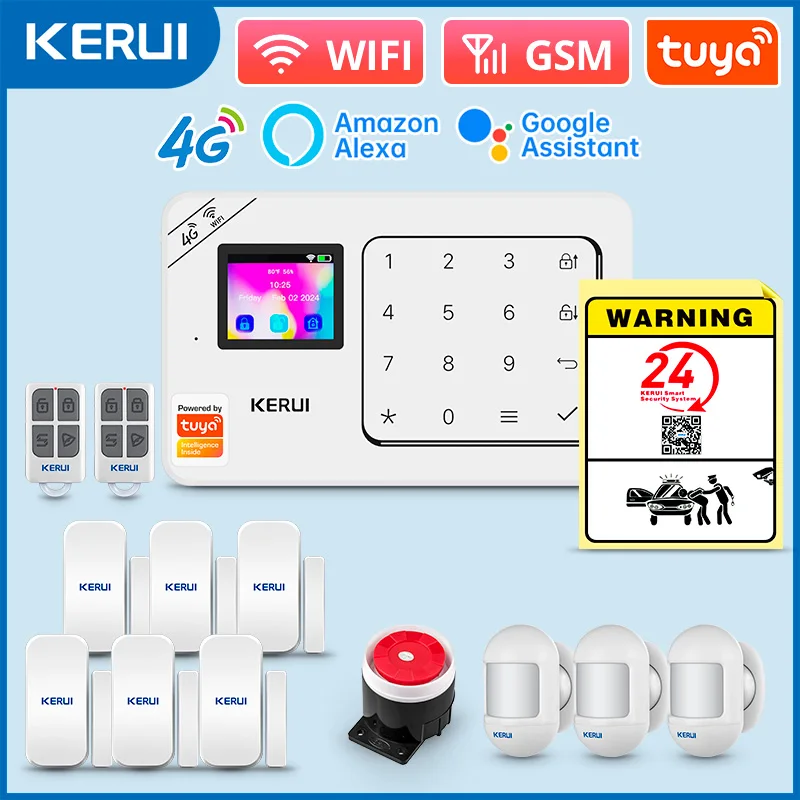 

KERUI 4G+WiFi Wireless Home Alarm System W184 Tuya Smart Alarm Security System Burglary Protection PIR Motion Sensor Siren Alarm
