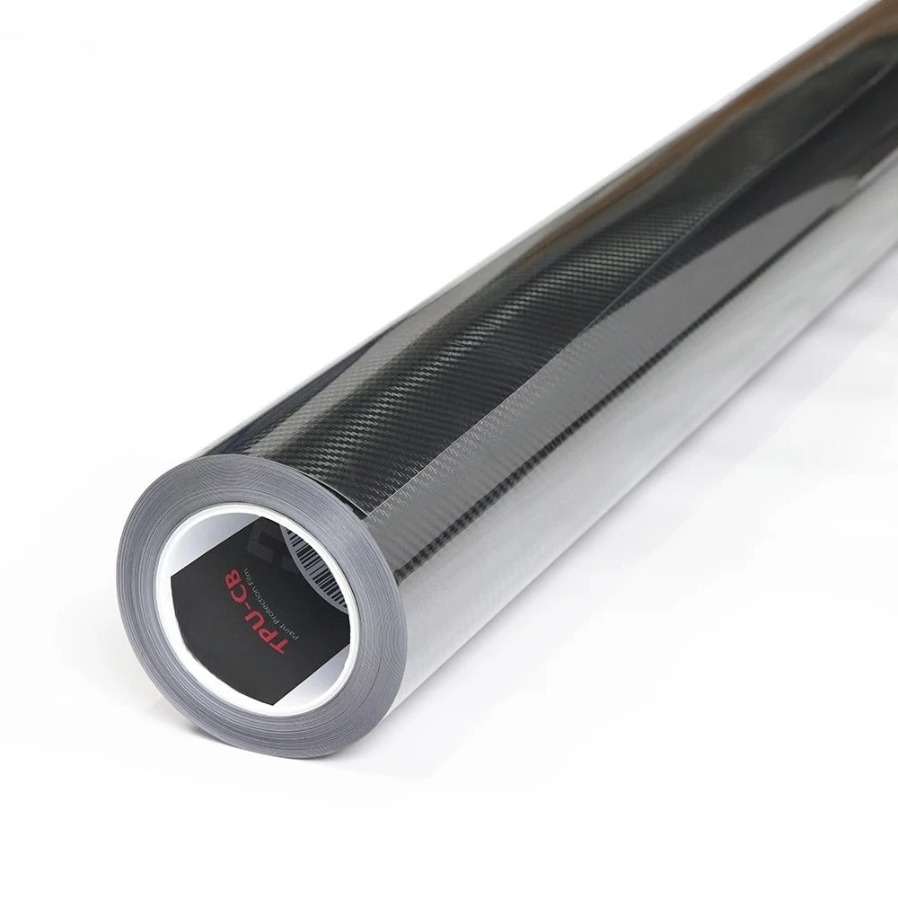 Carbon Black Glossy Carbon Black TPU PPF 1.52x15m RollSelf Healing Paint Protection Film  Scratch Hydrophobic Carbon TPU PPF
