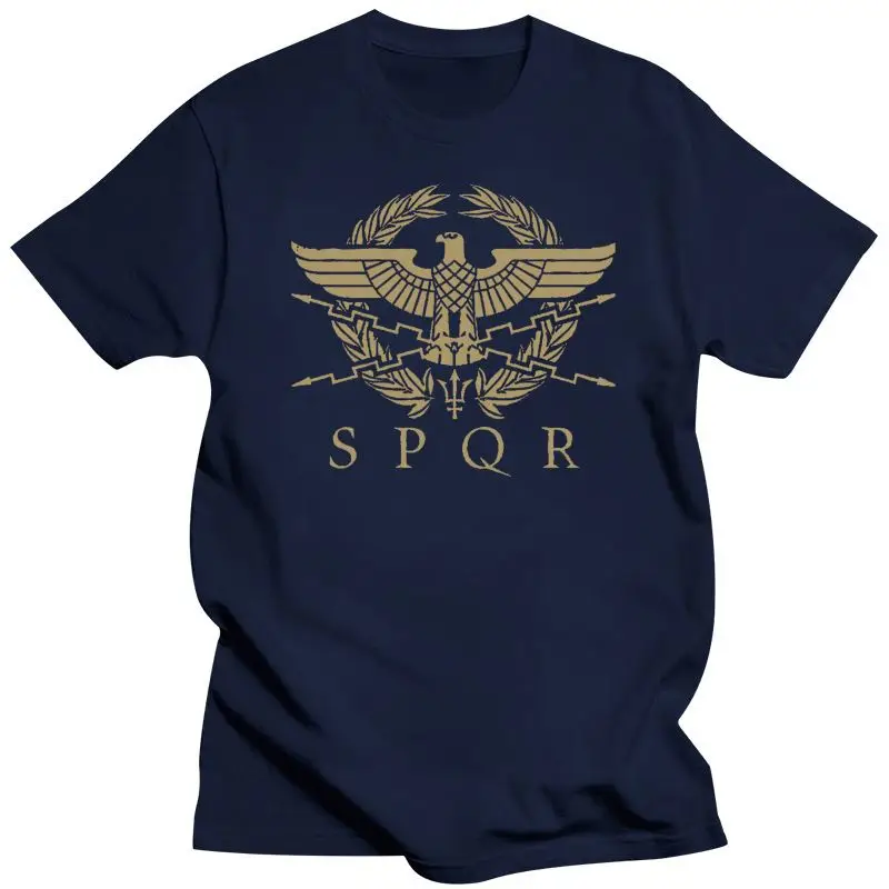 New Spqr Roman Gladiator Imperial Golden Eagle Army Printed T-Shirt Fn9183 Slim Fit Tee Shirt