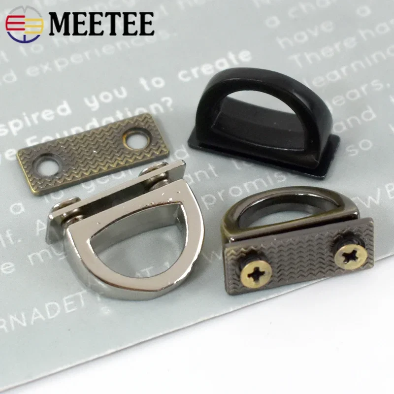 5/10/20Pcs Meetee 14mm Metal D Ring Buckle for Bag Side Clip Connector Hook Strap Handbag Chain Screw Clasp Decoration Accessory