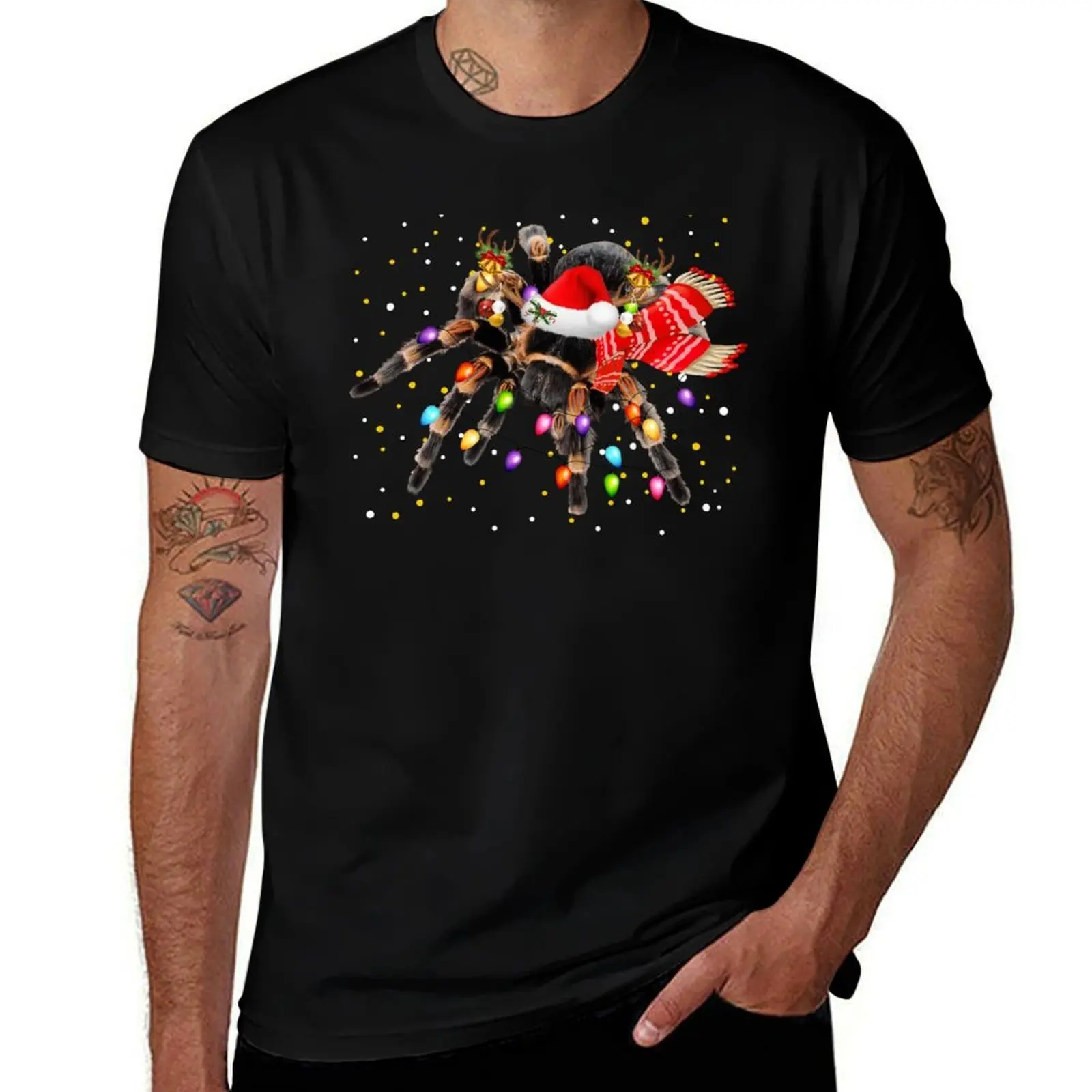 Tarantula Reindeer Christmas Light Shirt T-Shirt Basic Simple Design Short Sleeve Shirt T-Shirt