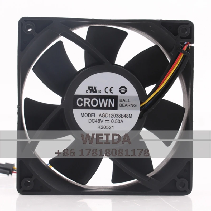 

Original CROWN 12V 24V DC48V 0.50A EC AC 120X120X38MM 12CM 12038 Frequency conversion AGD12038B48M heat dissipation cooling fan