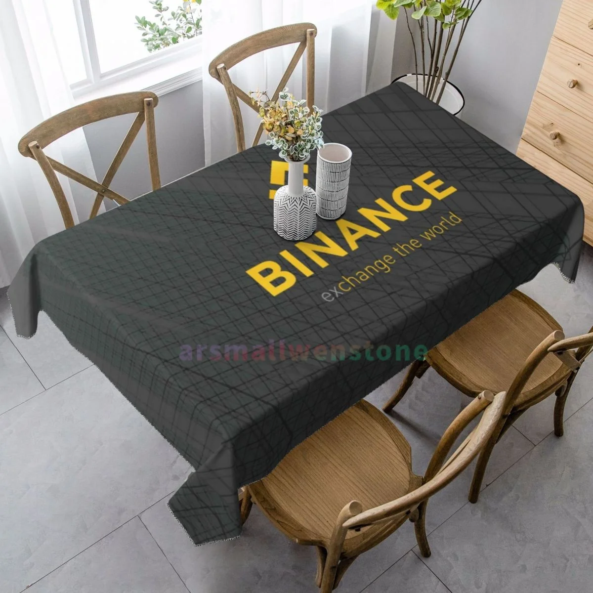 Binance Rectangle Tablecloth Party Decoration Waterproof Dining Table Tablecloths Kitchen Home Decoration