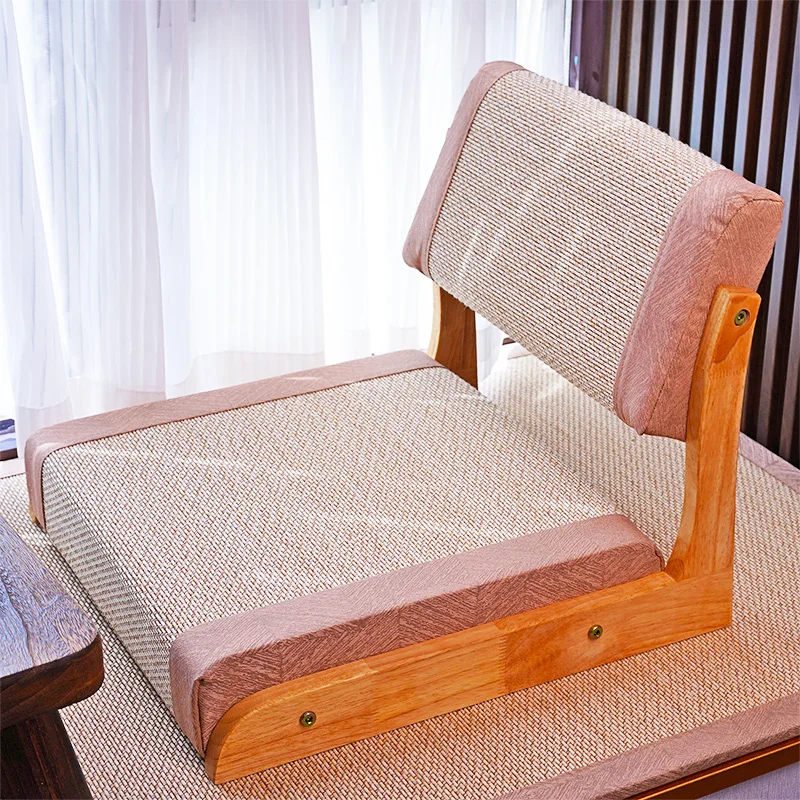 Natural Bamboo Silk Floor Chairs Japanese Tatami Seat with Backrest Legless Meditation Stools Low