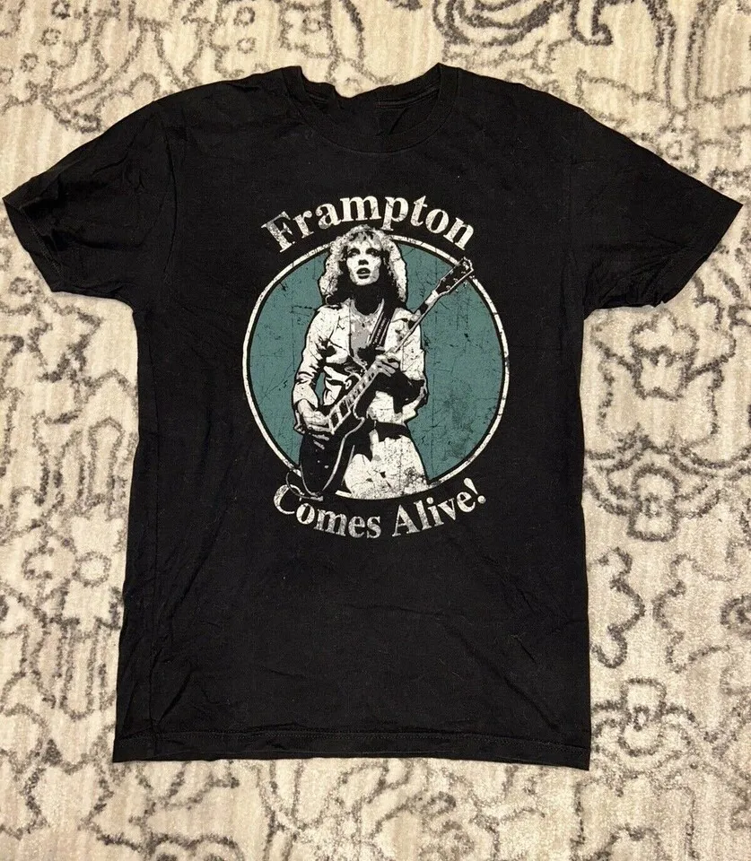 Vtg Peter Frampton Comes Alive T-shirt unisexe en coton noir taille complète