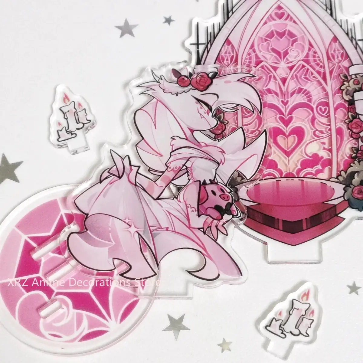 

Collection Badge Acrylic Stand Hazbin Hotel Angle Dust Cartoon Anime Rood Desktop Ornaments Decorate Model Birthday Gifts