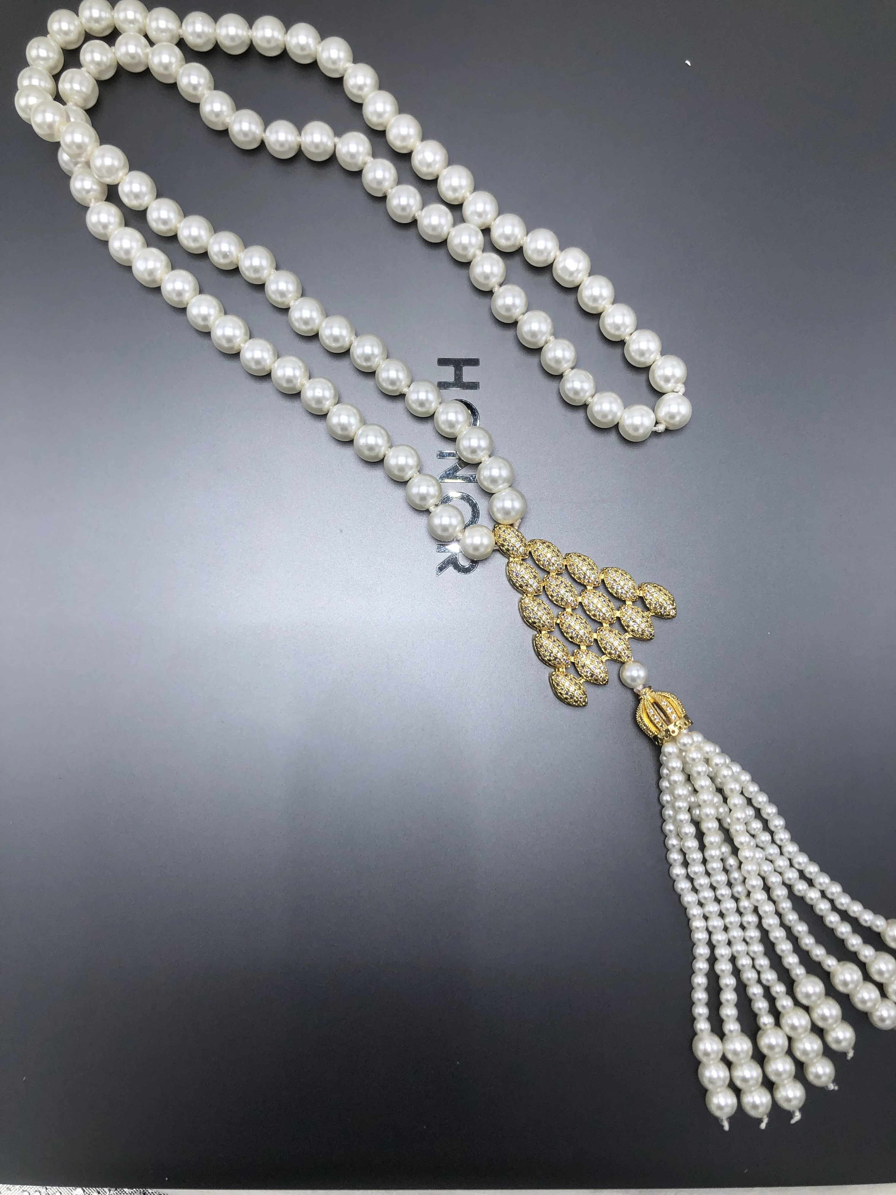 1pcs Shell Pearl Beads Chain Tassels Women Necklace Elegant Jewelry Gift,Handmade Golden Pendant CZ Micro Pave Charm