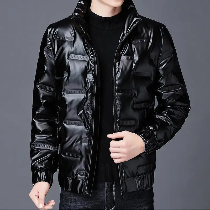 Trendy Men's Cropped Winter Jacket Lightweight Down Cotton Stand Collar Warm Casual Style Korean Version Thickened For Parkas