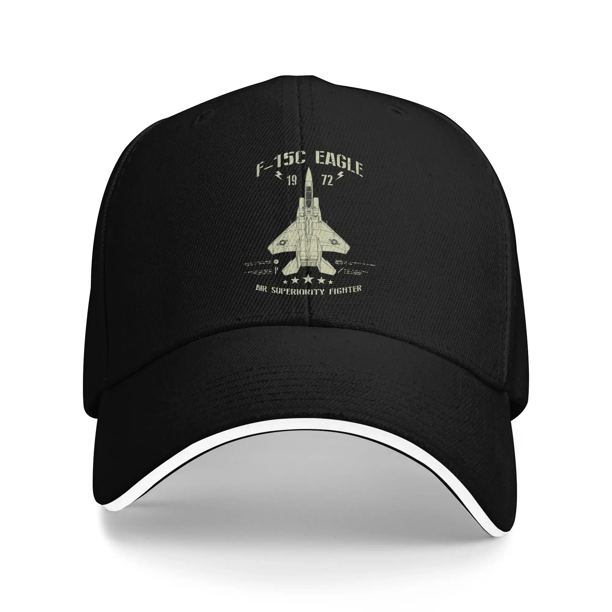 F-15 Eagle Jet Fighter Technical Drawing Sandwich Caps Men Women Popular Baseball Cap Airplanes High Quality Sun Caps Hat Adult