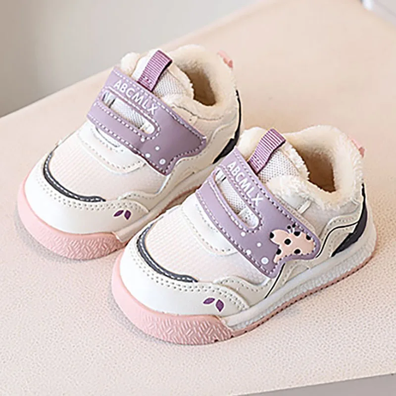 Winter Toddler Sport Shoes Korean Style Trend Fashion First Step Cotton Shoes Ergonomics Soft-soled Plush Shoes For Kids