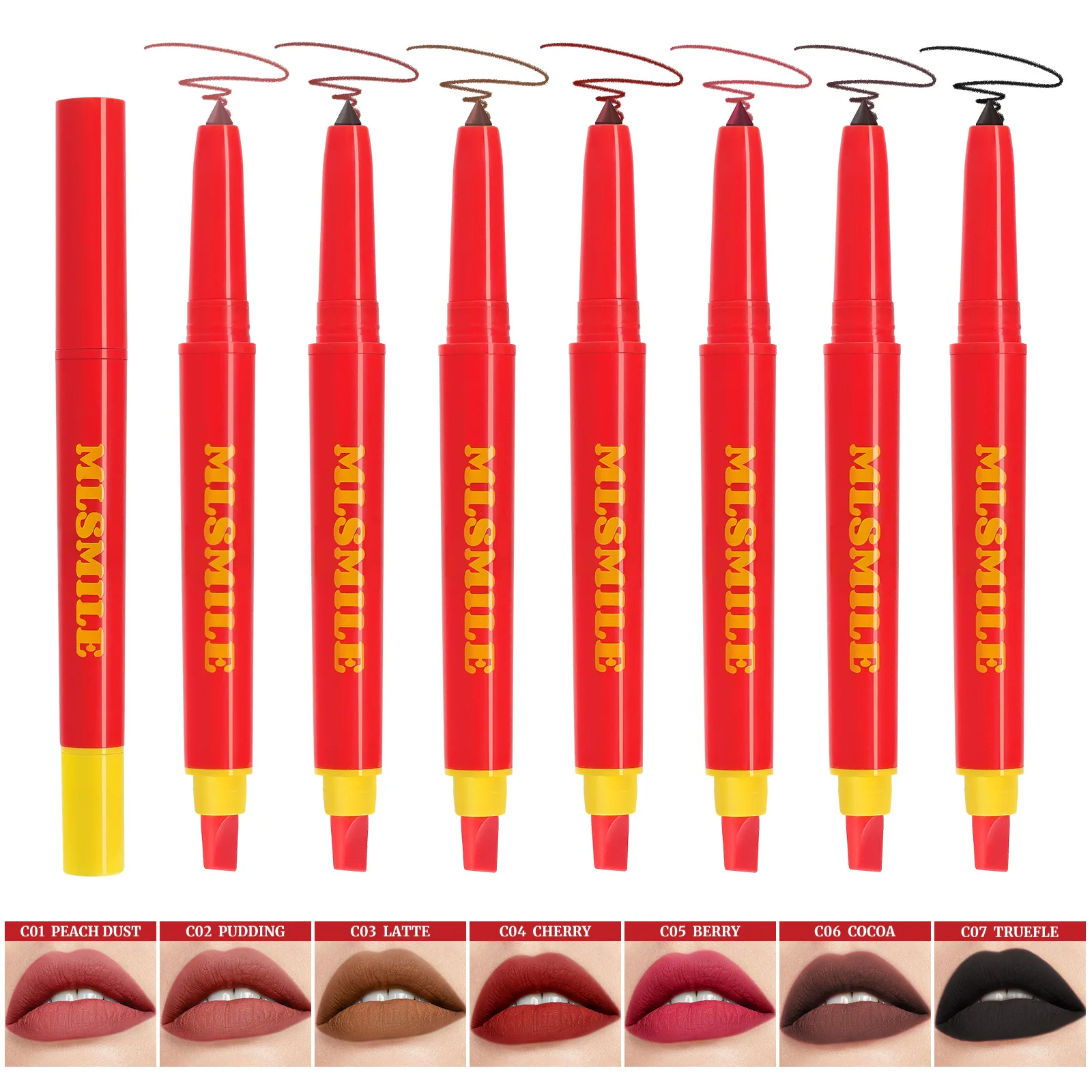 MLSMILE Double-ended Silky Peptide Lip Liner - Waterdichte, niet-overdracht, lijnregistratie Lip Pen lippenstiftmake-up