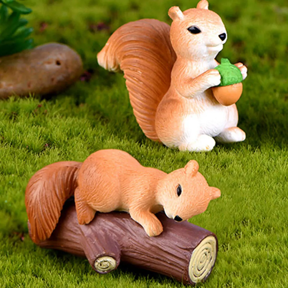 

8 Pcs Miniature Squirrel Figurines PVC Bright Lifelike Garden Decor Accessories for Mini Garden Family Gifts