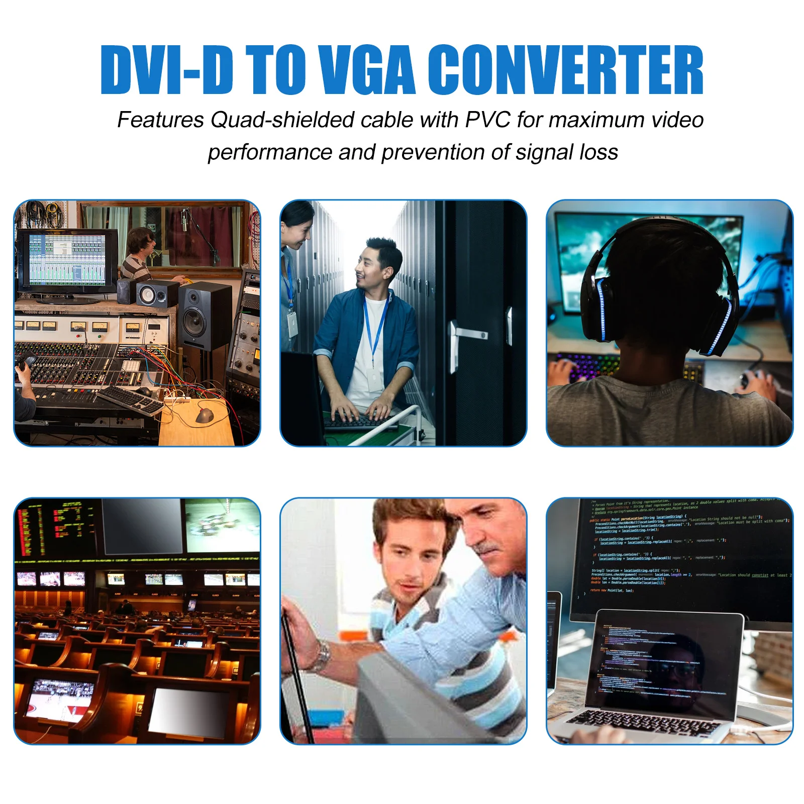 

Dvi-D to Vga Converter Cable 1080P 1920x1200 Resolution Digital to Analog Video Adapter for Monitor Projector Black