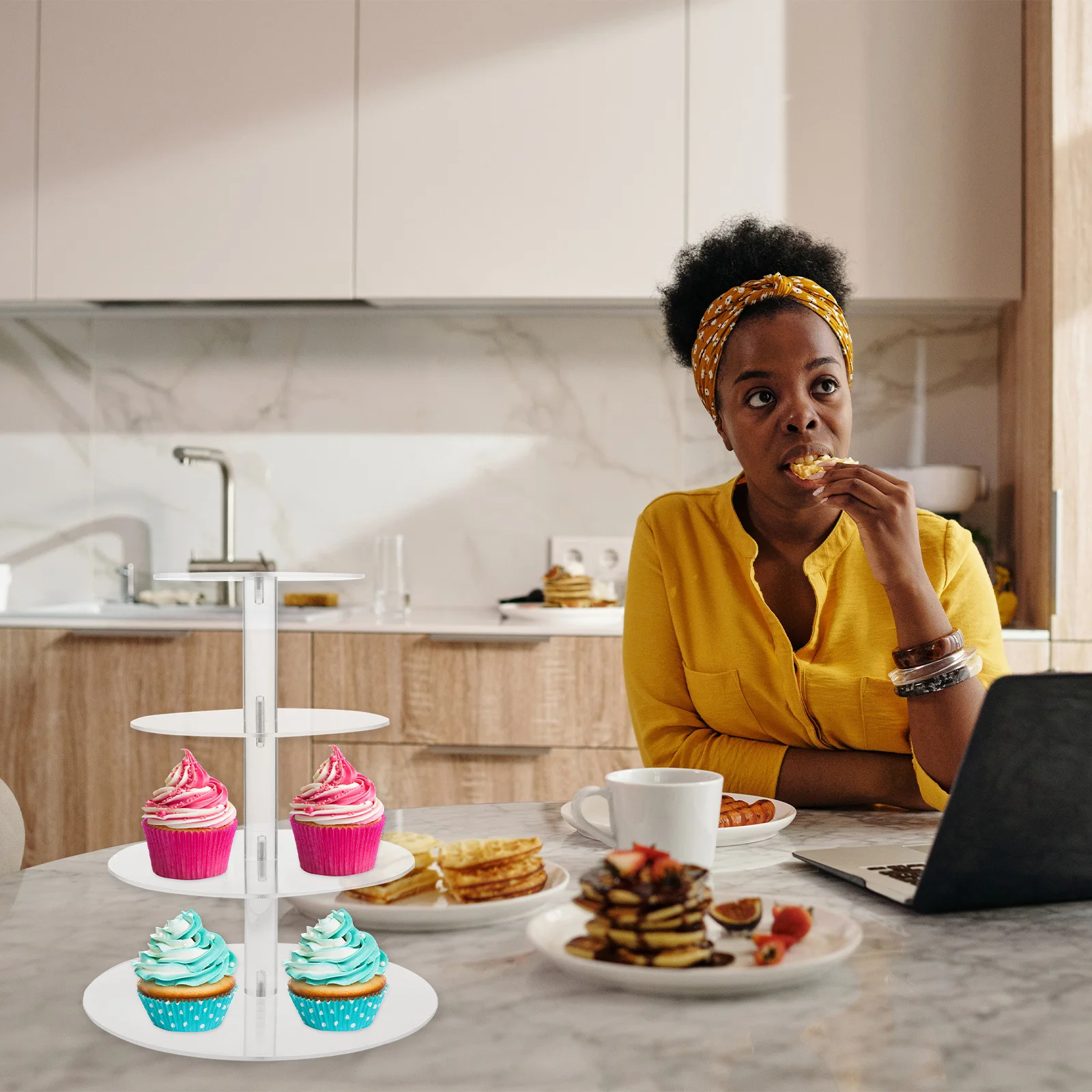 

1Set Multi-Layer Cake Stand Transparent Acrylic 4-Tier Cupcake Holder Wedding Birthday Dessert Table Display Tower