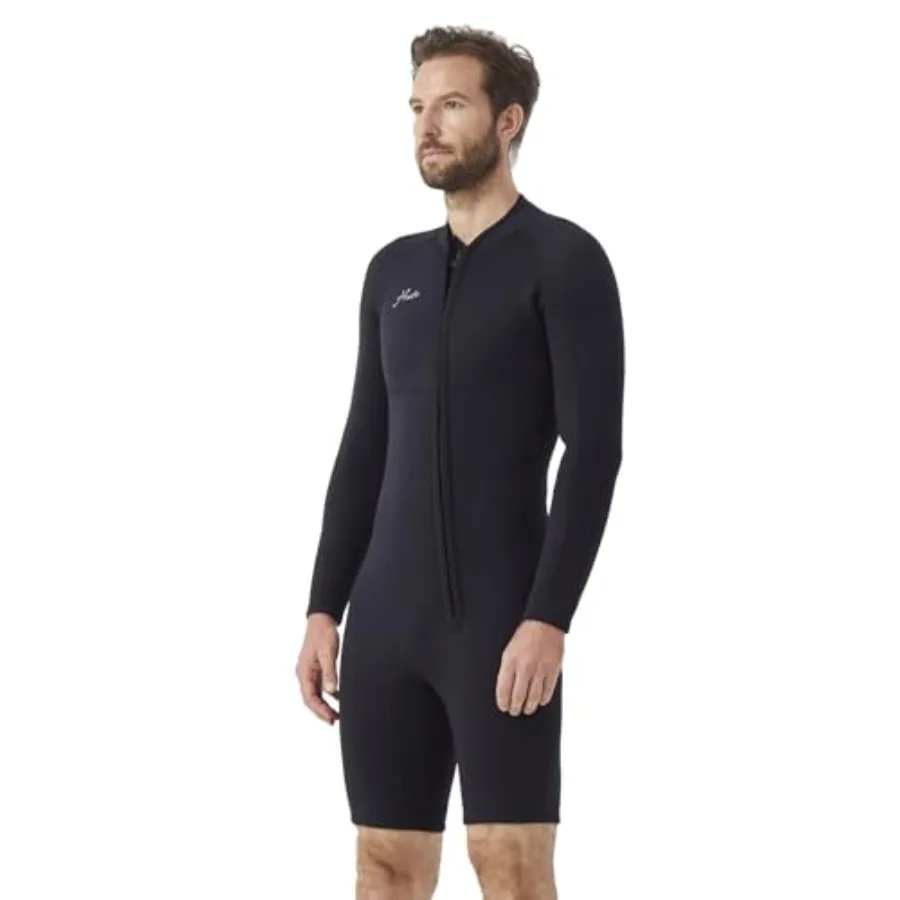 

Men's wetsuit shorty for surfing diving swimming snorkeling paddle boarding; 2mm neoprene; black; lightweight flexible quick-dr