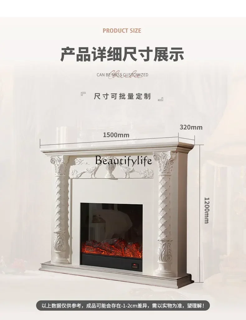1European neoclassical living room white silver fireplace decorative cabinet French retro