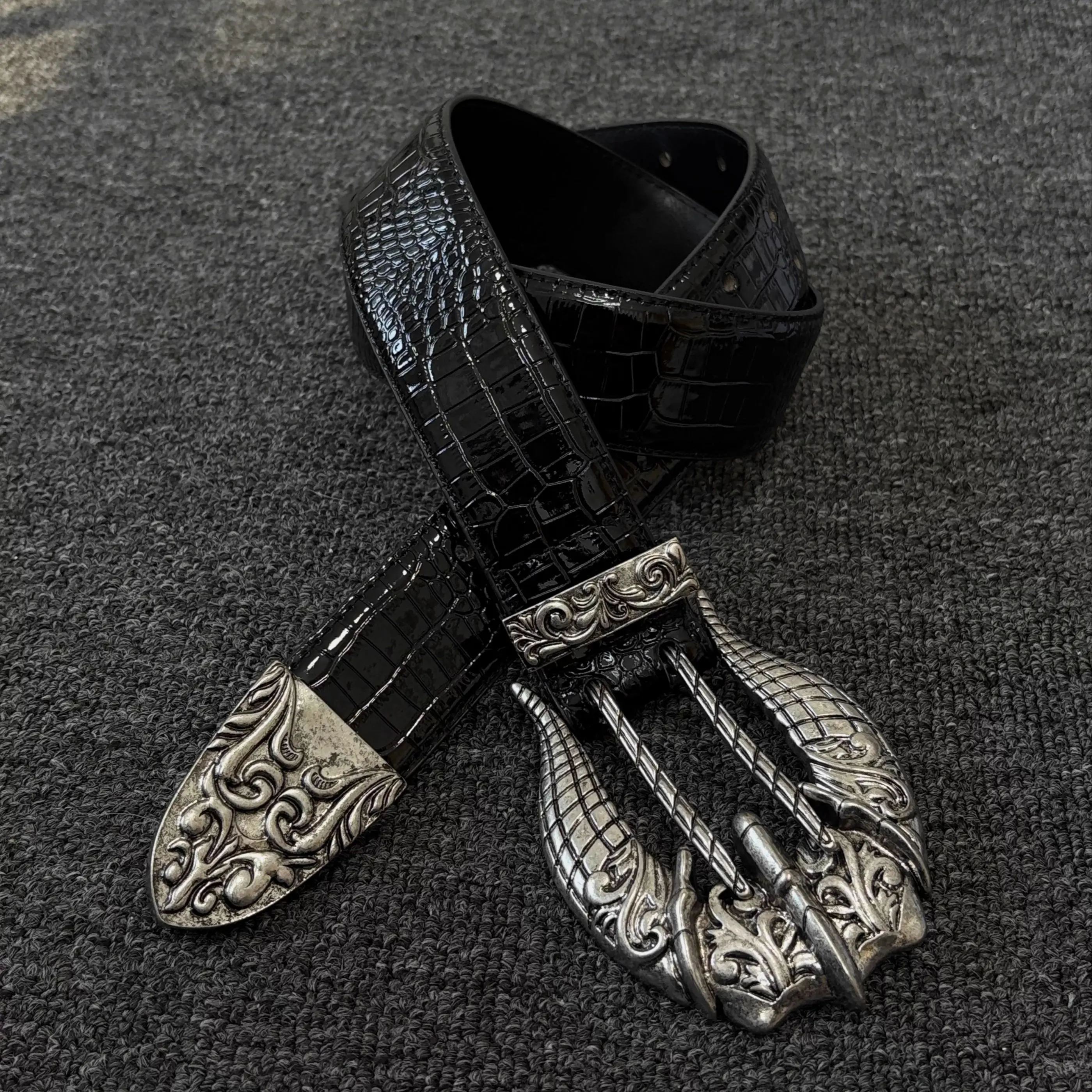 vintage-heavy-phoenix-eagle-bone-patent-leather-croc-texture-niche-retro-belt-men-women's-pu-leather-punk-corset-j1580