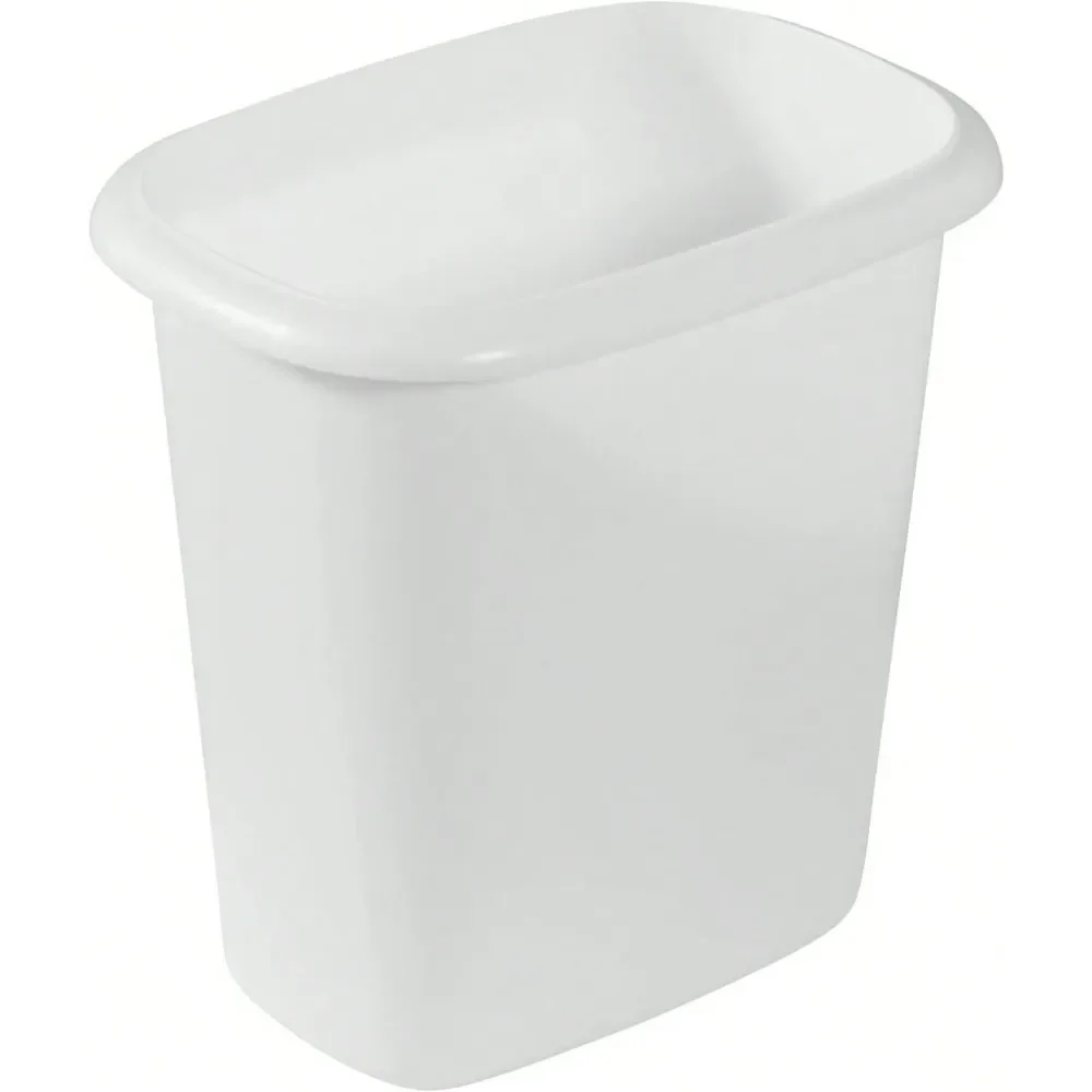 

Trash Can Wastebasket 1.5Gallons 6Quarts White Under Counter Kitchen Office Bedroom Bathroom, Modern Style