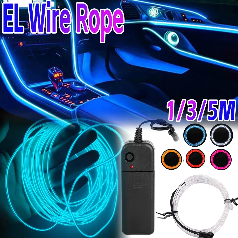 1/3/5M Flexible Neon Light Car EL Wire Led Neon Dance Party Atmosphere Decor Lamp RopeTube Multicolor Led Strip Car Led Light