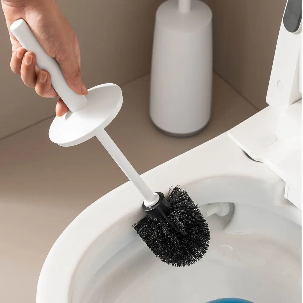 

Soft Bristle Toilet Brush With Base Long Handle Splash Proof Toilet Cleaning Brush Thicken Compact Toilet Brush Set