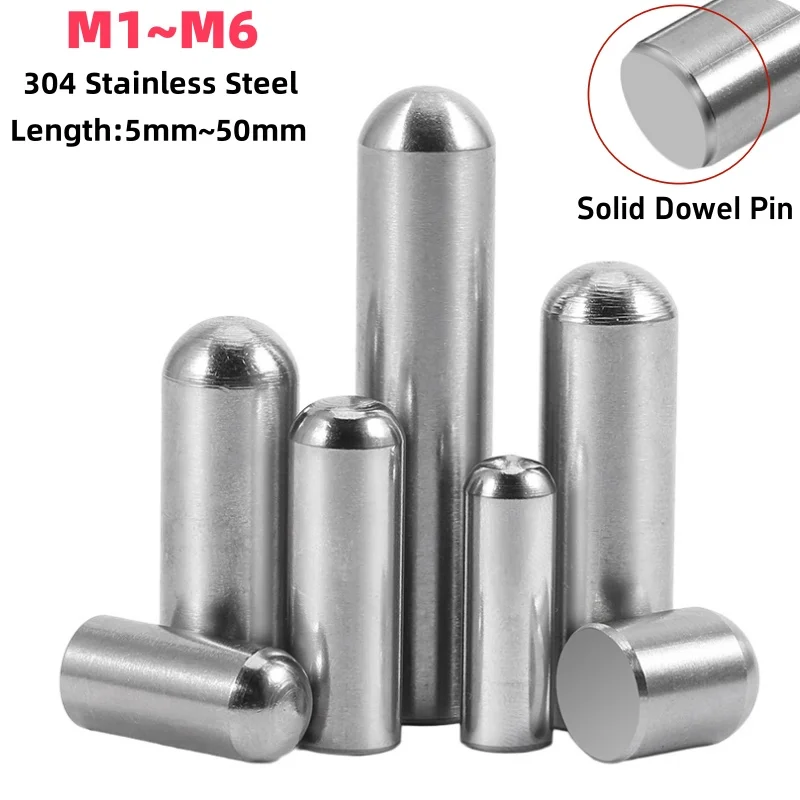 M1 M2 M2.5 M3 M4 M5 M6 304 Stainless Steel Solid Cylindrical Dowel Pin Locating Metal Fixing Shaft Lock Pins Round Bar Solid Rod