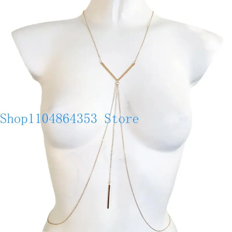 652F Elegant Body Chain Necklace For Women And Evening Outfit Enhancer