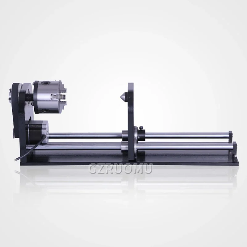 CNC Router Rotary Axis with 80mm 3-Jaw Spiral Chuck - Measuring Axis for CO₂ Laser Engraving & Cutting Machines