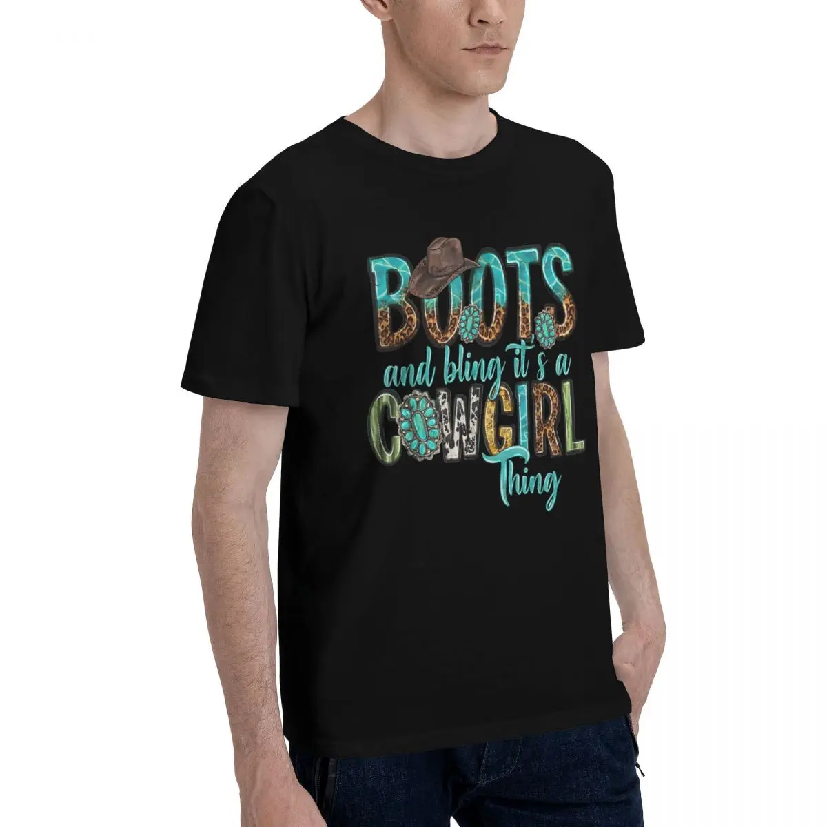 Movement Cowgirl Boots Bling Style Top tee Kemp Novelty High grade Leisure Eur Size