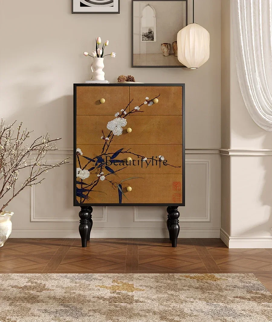 

LJY*Solid wood household living room wall locker free installation storage cabinet