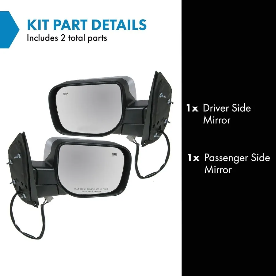 Juego de espejos laterales calefactables con luz de charco para conductor y lado del pasajero sin señal de giro Compatible con 20042005 INFINITI a