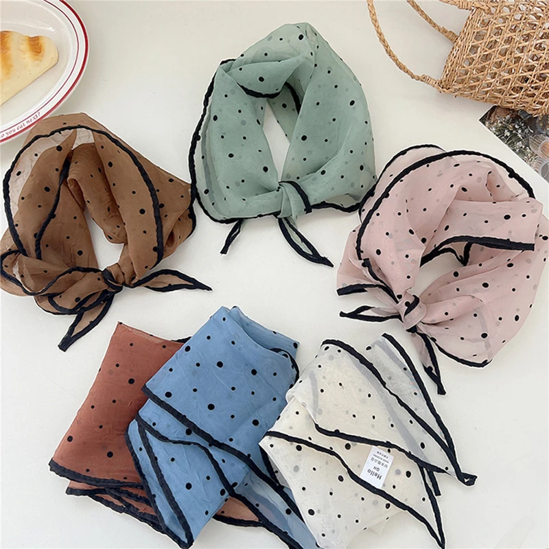 

Dot Silk Headband for Women Rhombus Bandanas Fashion Girls Versatile Scarf Korean Sweet Gauze Turban Headscarf Decorate Headwear