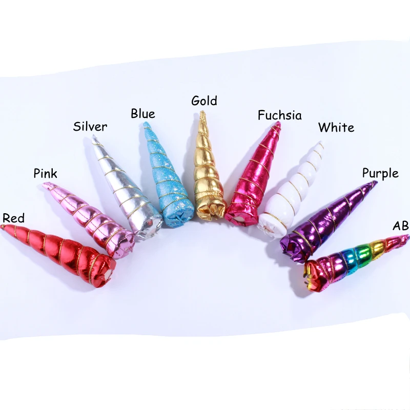 10PCS 13CM Fashion Metallic Glitter Felt Unicorn Horn For Headbands Unicorn Ears Accessory For Head Wear Kids Birthday