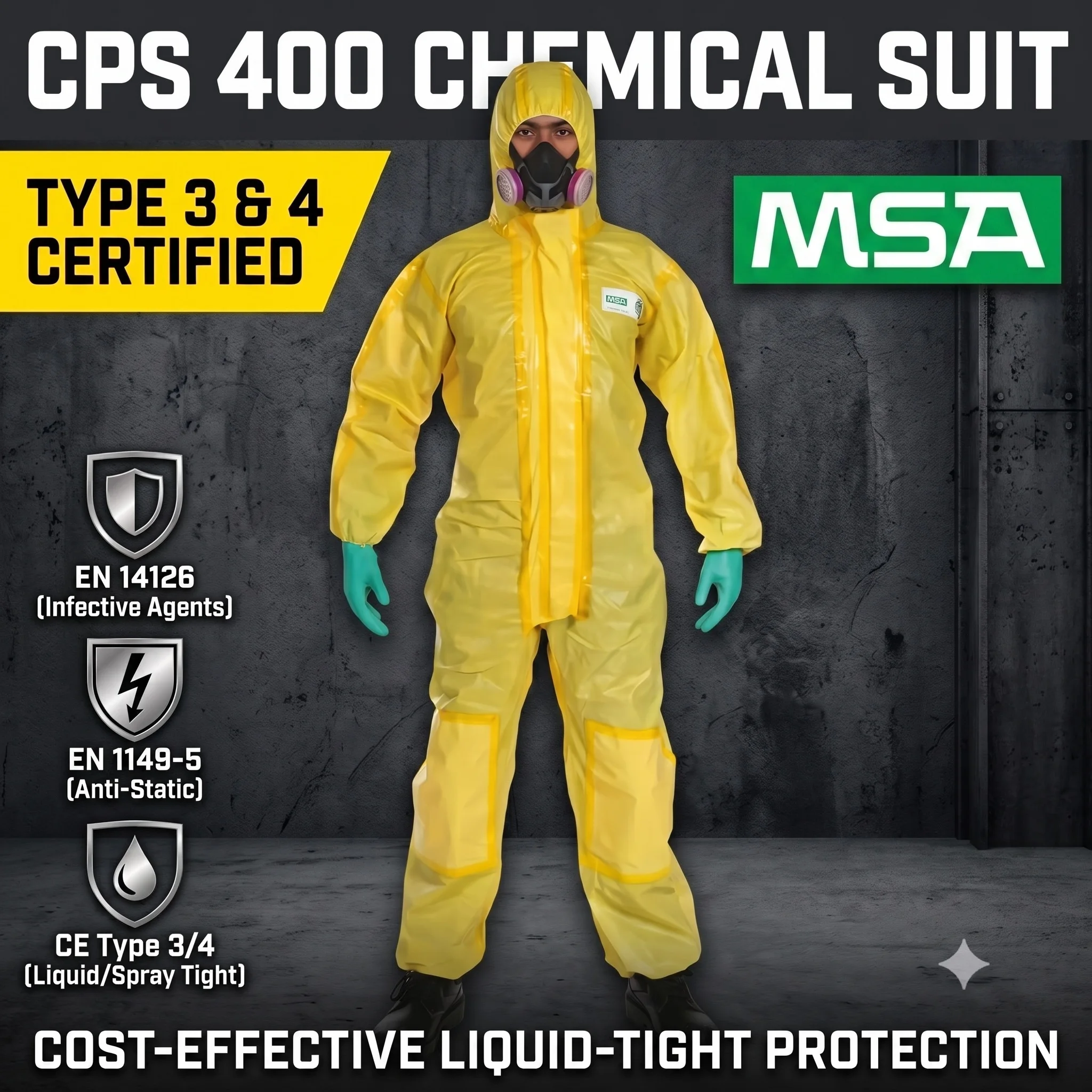 MSA CPS400 Full Body Coveralls Dust Proof Chemical Protection Hazmat Suit for Painting Industrial Workwear Traje De Bioseguridad