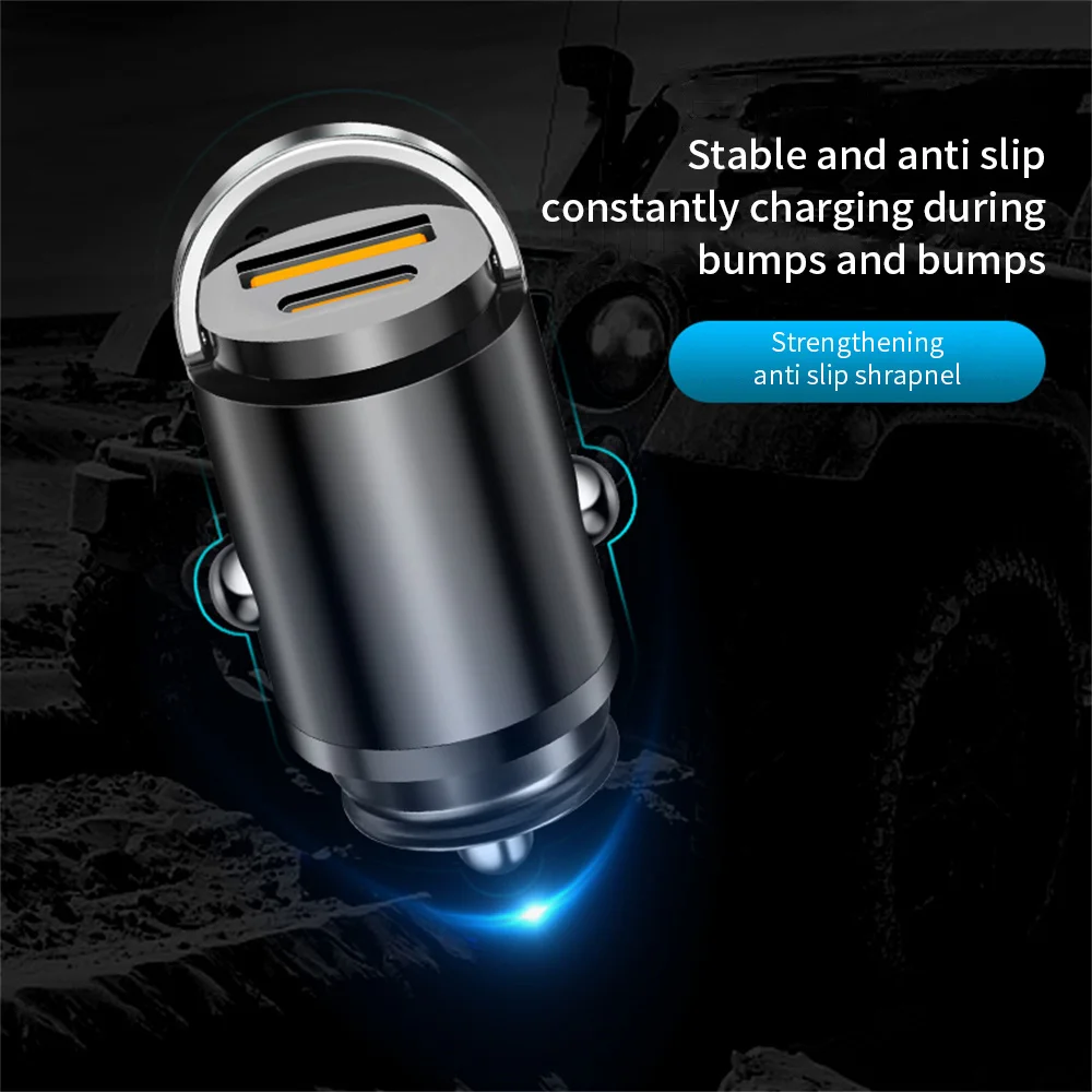 100W Mini Car Charger Lighter Fast Charging For iPhone QC3.0 Mini PD USB Type C Car Phone Charger For Xiaomi Samsung Huawei