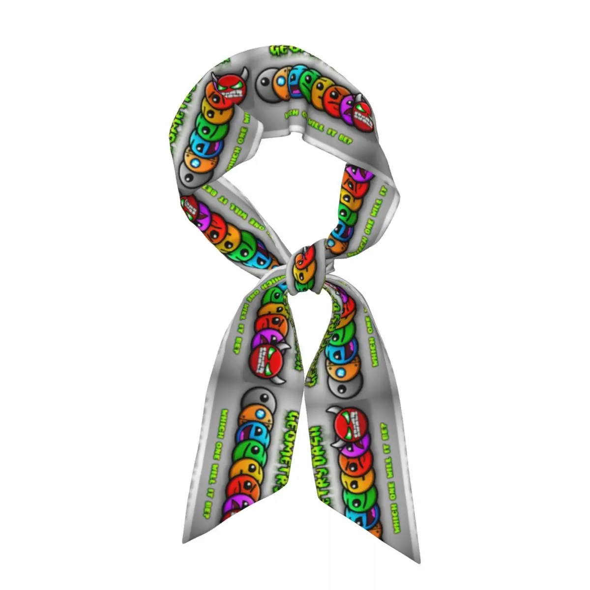 Video Game Geometry Dash (7) Women Long Narrow Scarf Silky Skinny Scarf Multi-use Neck Head Wrap for Office Daily Party