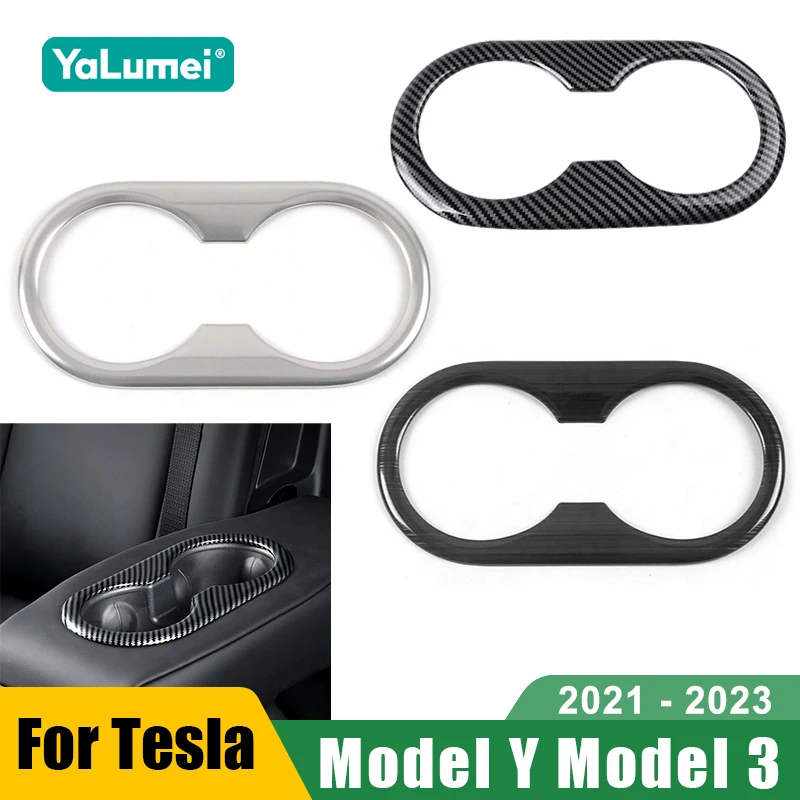 Für Tesla Model Y 2021 2022 2023 2024 Model 3 2021-2023 Auto-Rücksitz Getränkehalter-Abdeckung Zubehör