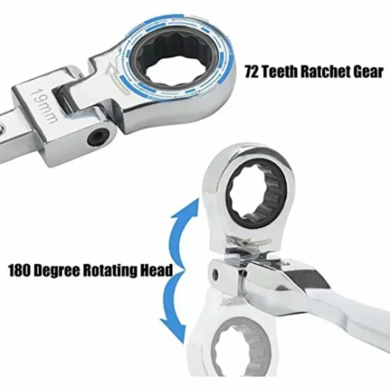 20Pcs/set Flex Head Ratchet Wrench Set 8mm-19mm Changeable Wrench Ratchets Screwdriver Household Multifunctional Hardware Tools