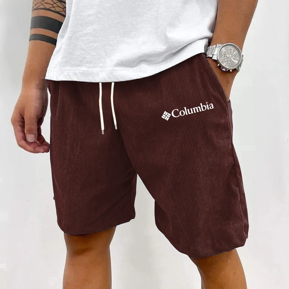 Trendige Herren Outdoor Knielange Shorts mit Elastischem Kordelzug Doppelseitige Taschen Langer Schriftzug-Druck Knitterfrei Komfortabel S-2XL