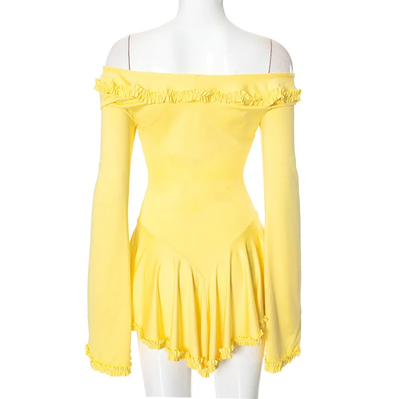 Beach Summer Prom Dress Sexy V Neck Full Sleeves Short Mini Party Gown Formal Ruffles Wedding Holiday Birthday Evening Robe