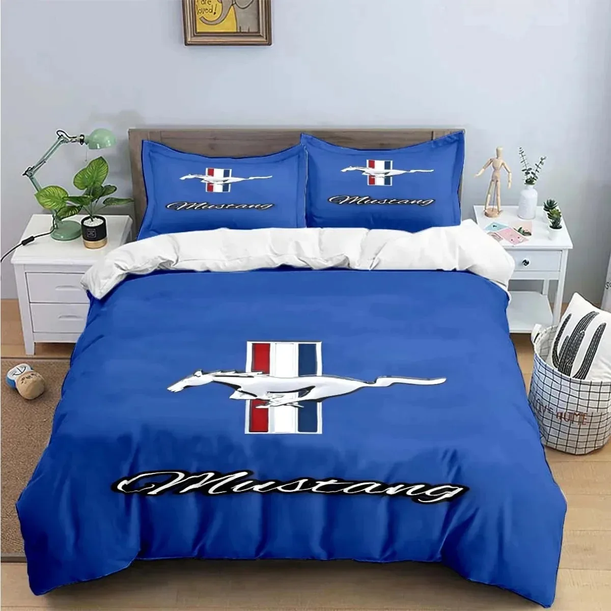 

3D Print Mustang Car Logo Bedding Set Boys Girls Twin Queen King Size Duvet Cover Pillowcase Bed boys Adult Home Textileextile