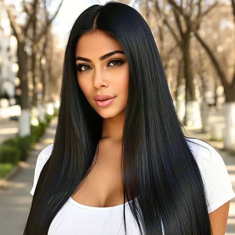 Women's black 28 inch synthetic wig is soft, smooth, and versatile, suitable for daily cosplay and role-playing