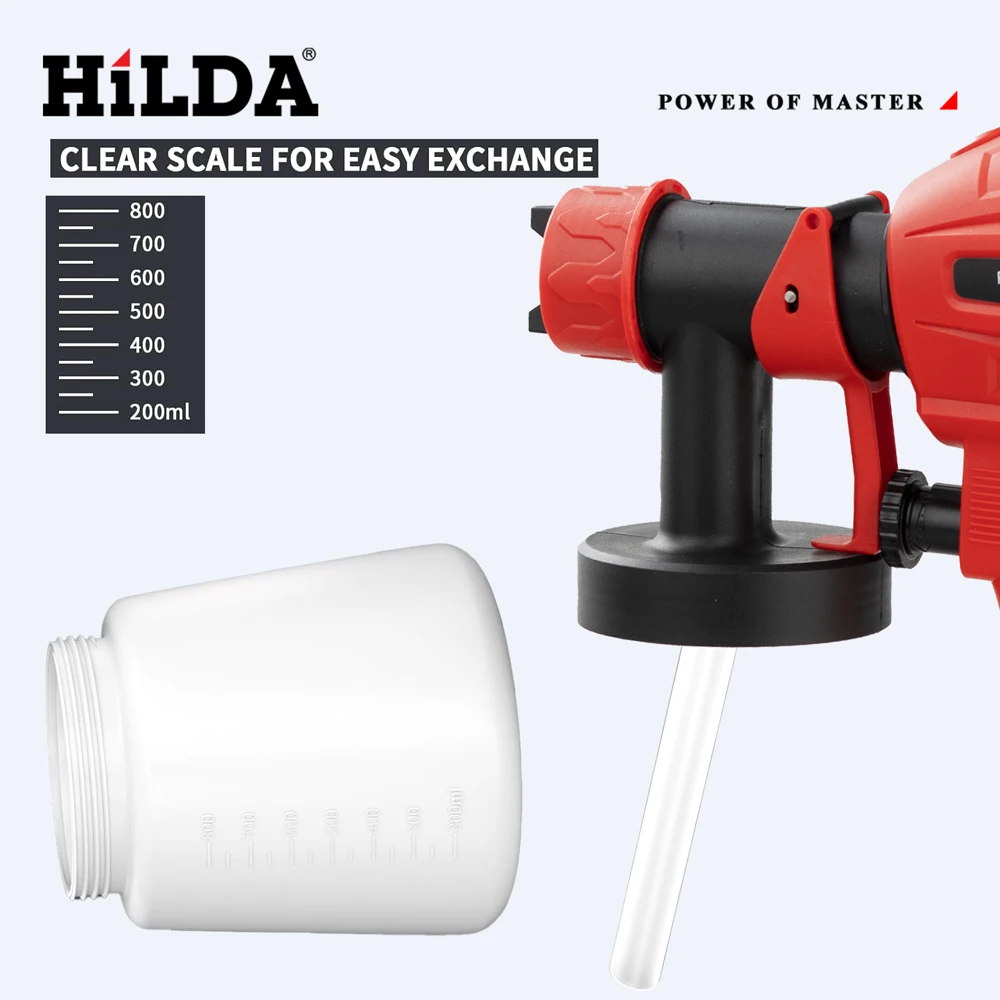 HILDA 800ML Electric Spray Gun Paint Sprayer High Power Tool Spray Truck Household Red Electric Spray Gun