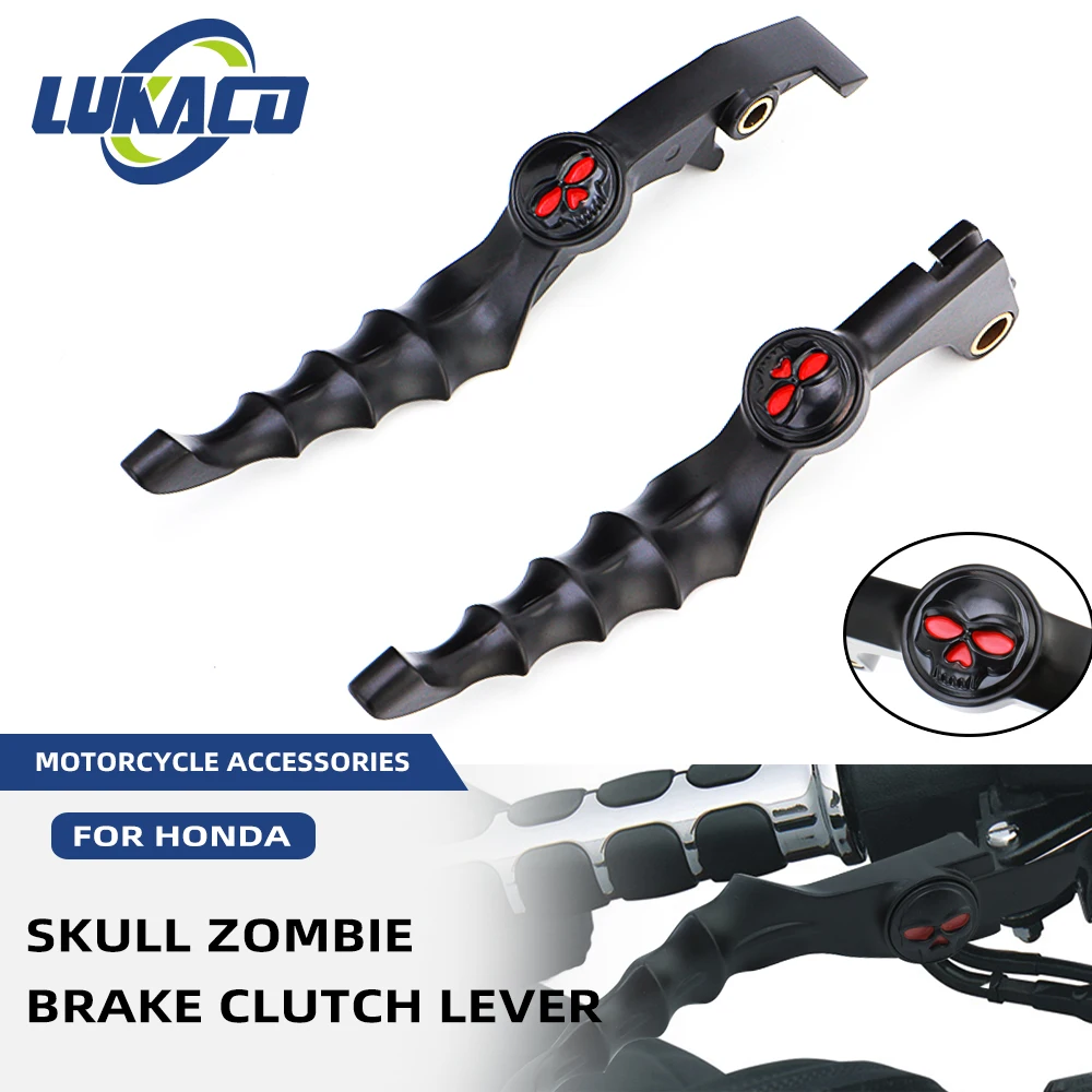 Motorcycle Skull Zombie Brake Clutch Lever Black Handle For Honda Shadow VT750C VT600C VT1100C VTX1300C VF750C CB750 Nighthawk