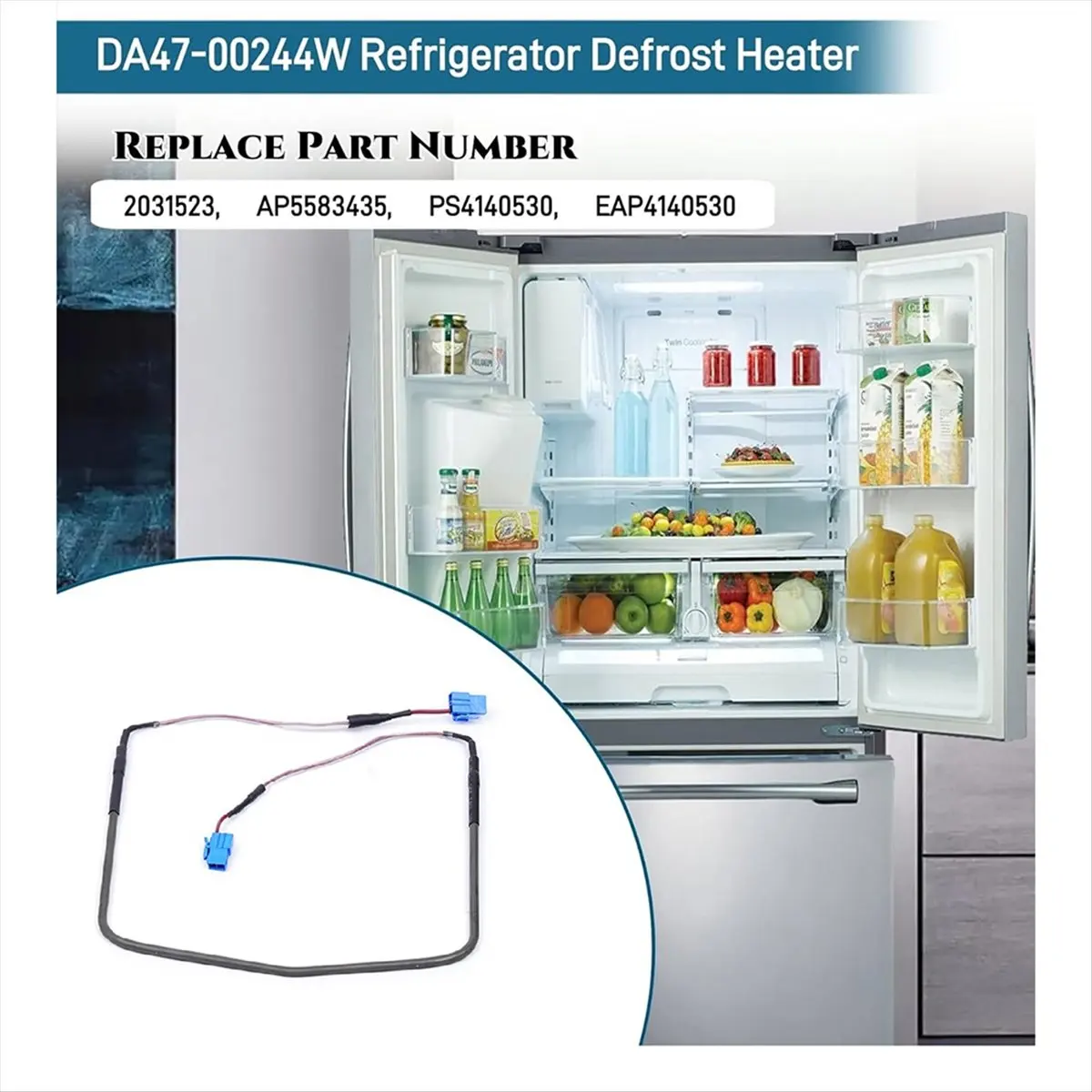 2025+ DA47-00244W Refrigerator Defrost Heater Assembly for RF263BEAESR/AA,RF4287HARS/, RF4287HARS/XAA