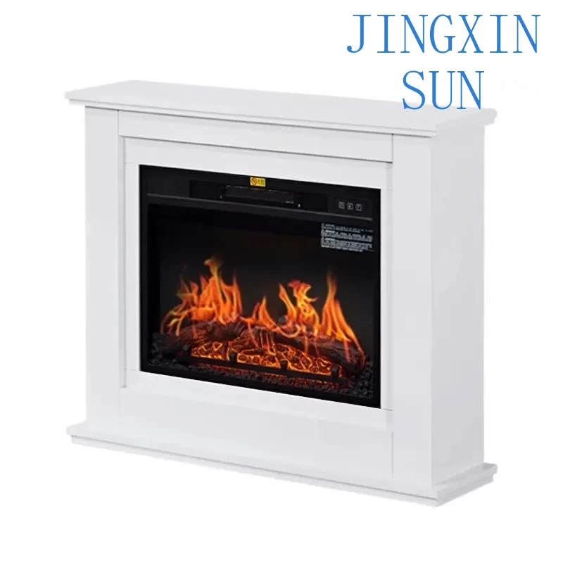 Electronic Fireplace Decorative Wood Cabinet Nordic Background Wall Fireplace Rack Home Heater Colorful Ambient Light